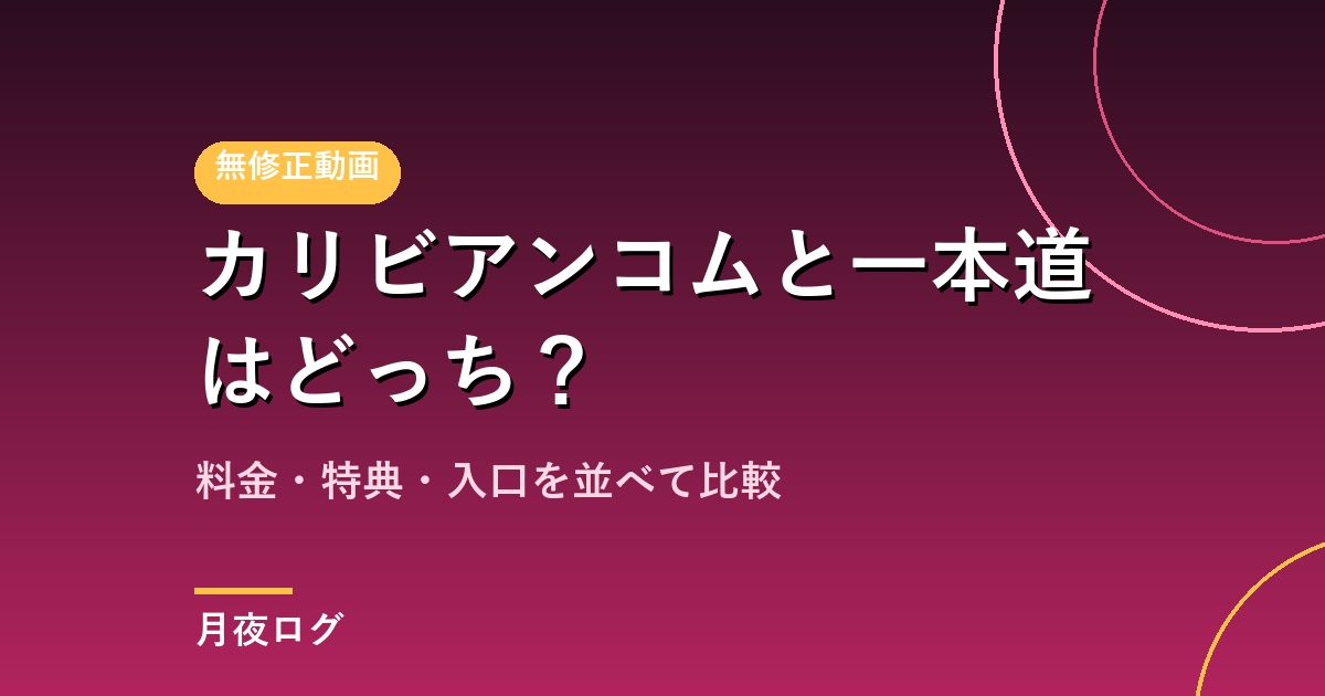 カリビアンコムと一本道はどっち？料金と入口を比較しました