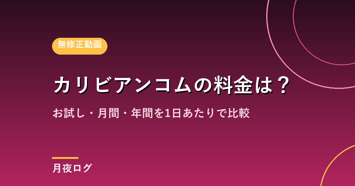 カリビアンコムの料金は？3プランを1日あたりで比較しました