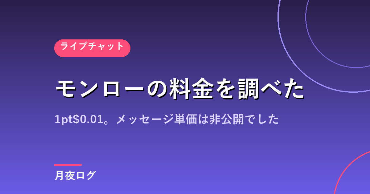 モンローの料金は1pt$0.01|メッセージ単価は非公開でした